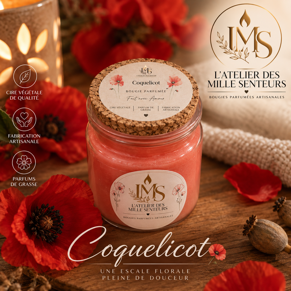 Bougie Coquelicot